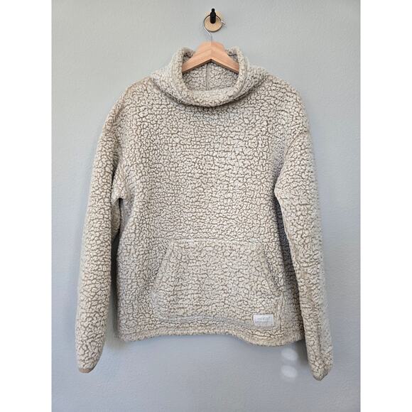 Eddie Bauer Sherpa Pullover Cream Fleece Cozy Teddy Sweater Women's M Cabincore - Picture 2 of 8